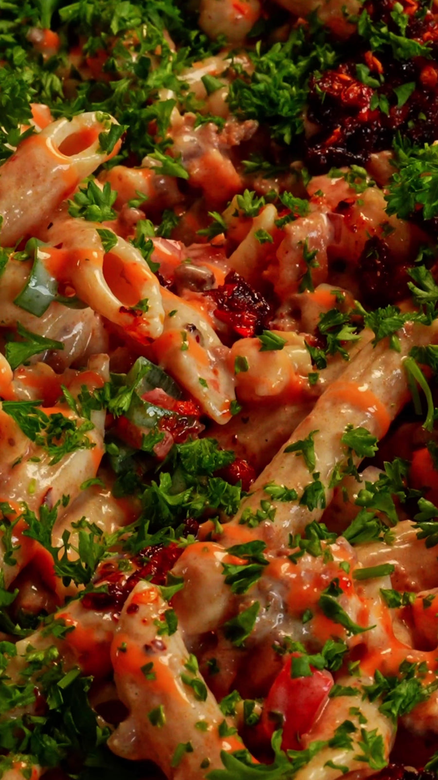 Viral Pasta Salad with Crispy Chili Yogurt Dressing