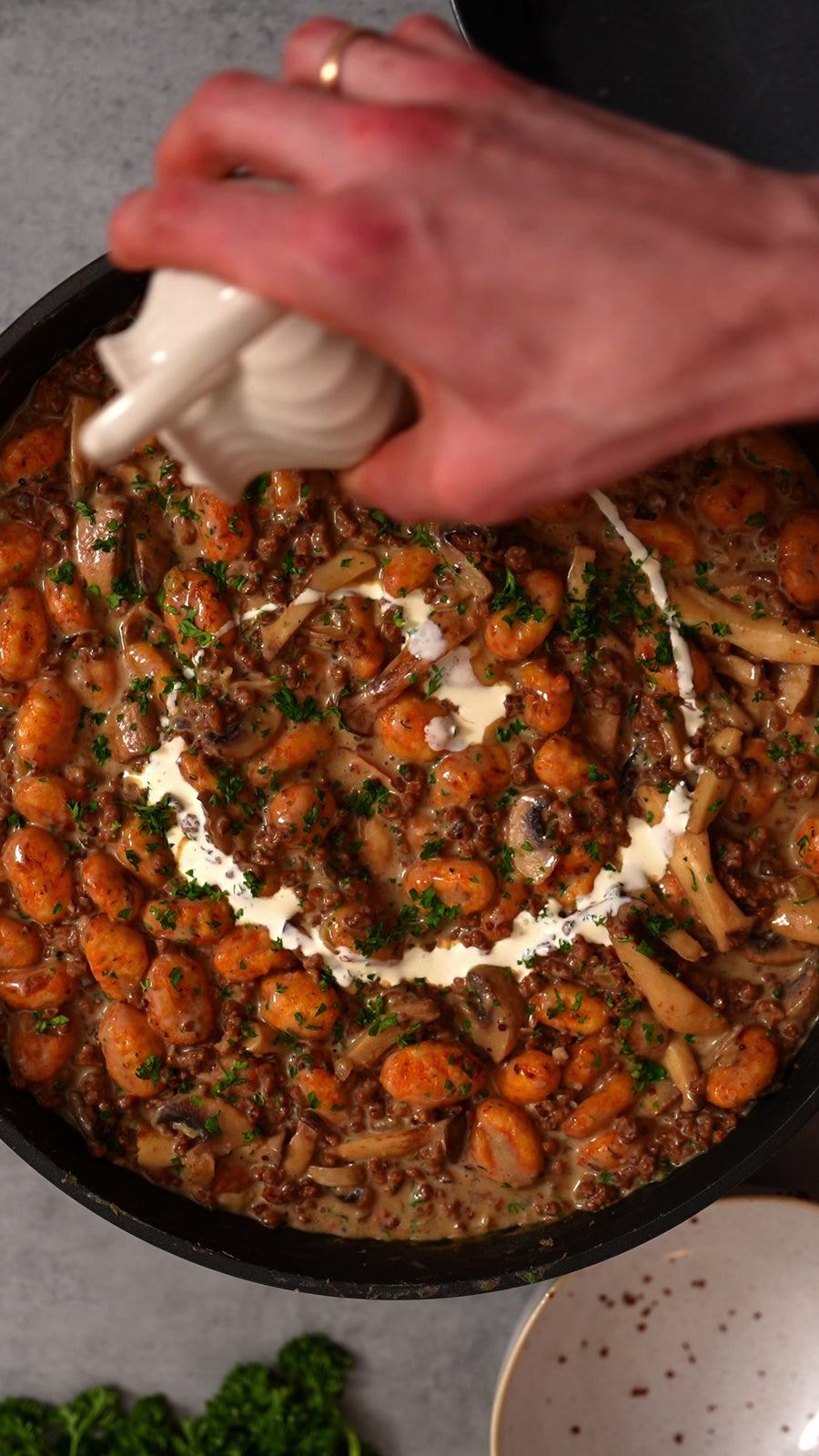 High Protein Gnocchi with Vegan Mince and King Oyster Mushrooms